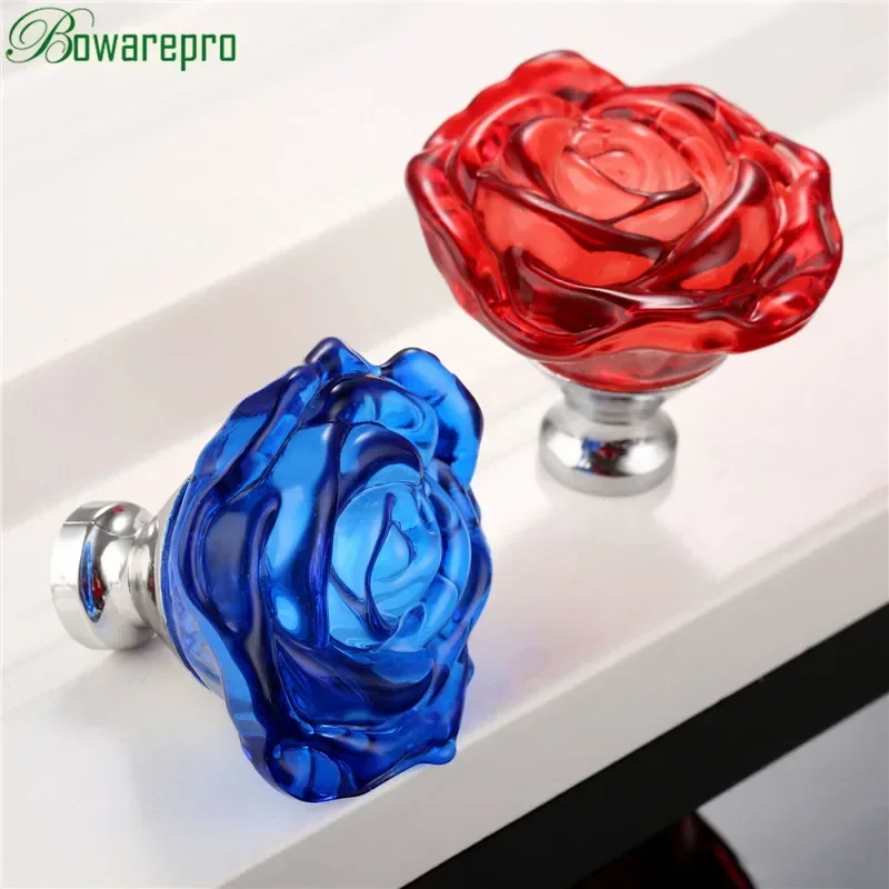 Furniture Hardware Nut - Bowarepro 50MM Kristal Mawar Kaca Menangani
