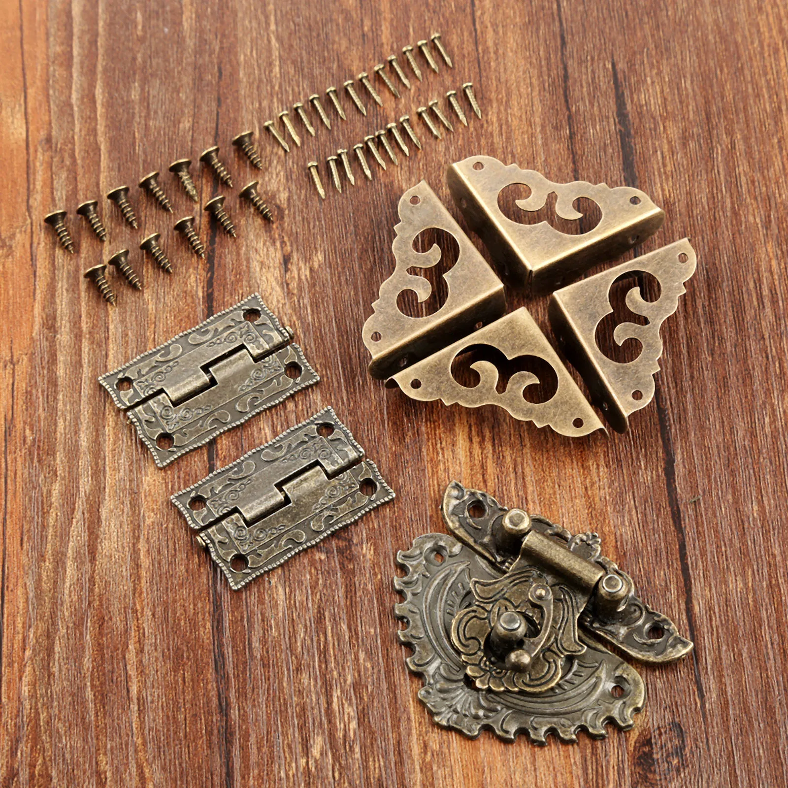 Furniture Hardware Hinges - 7 Buah/Set Gembok Perunggu Antik Pengait