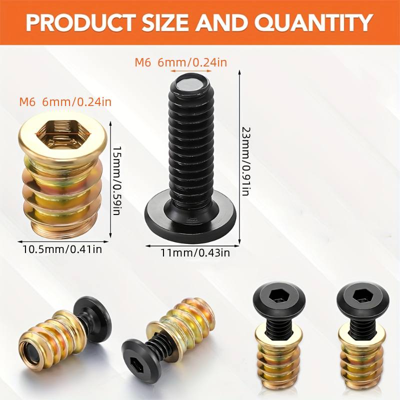 Furniture Hardware Nut - 10PCS Kit Alat Kombinasi Sisipan Berulir