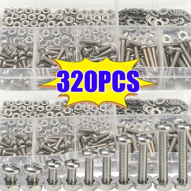 320PCS Set Mur & Baut Hex M2-M - Furniture Hardware Nut ulasan dan harga